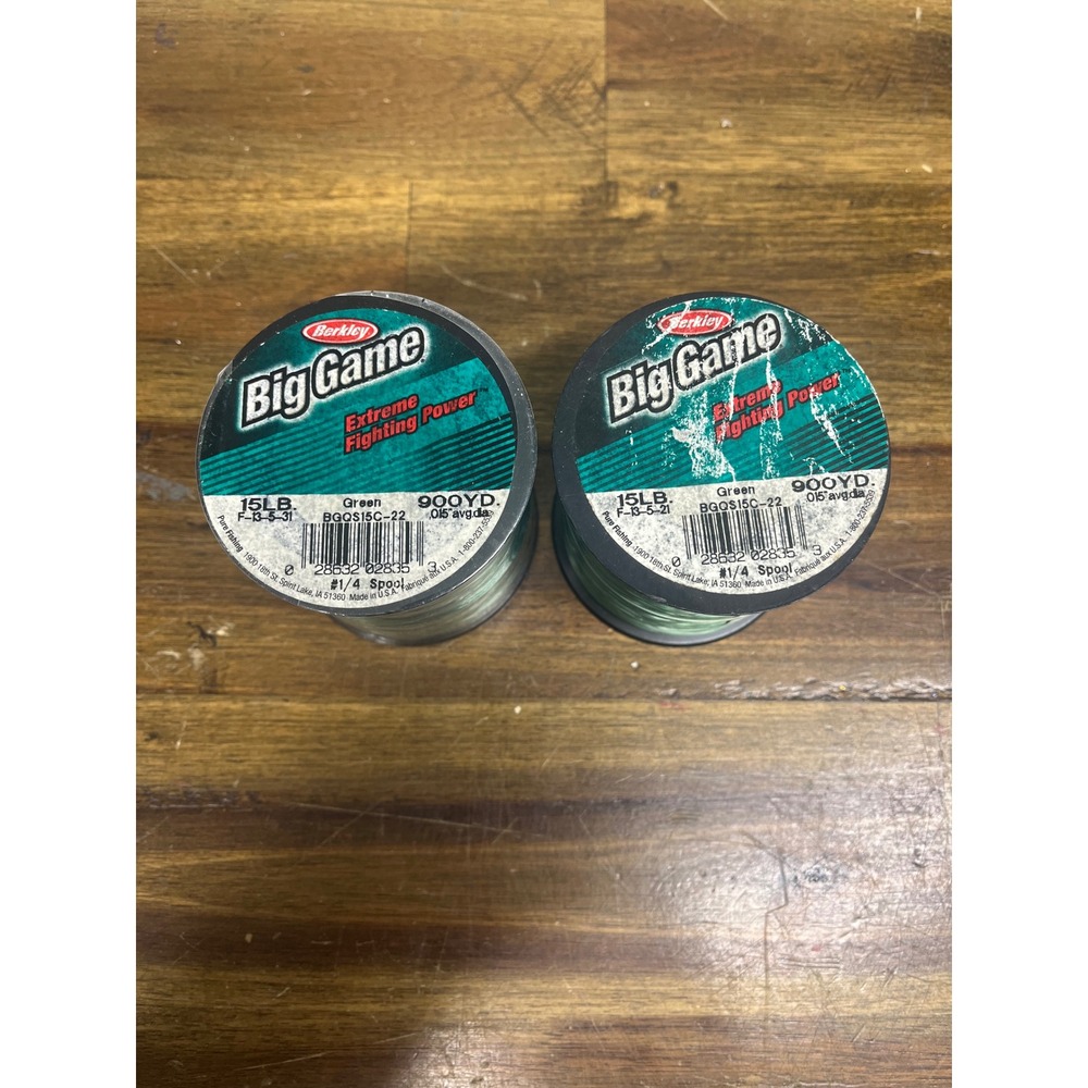 Berkley Big Game 15lb Monofilament Fishing Line Green 900yd Spools Lot of 2
